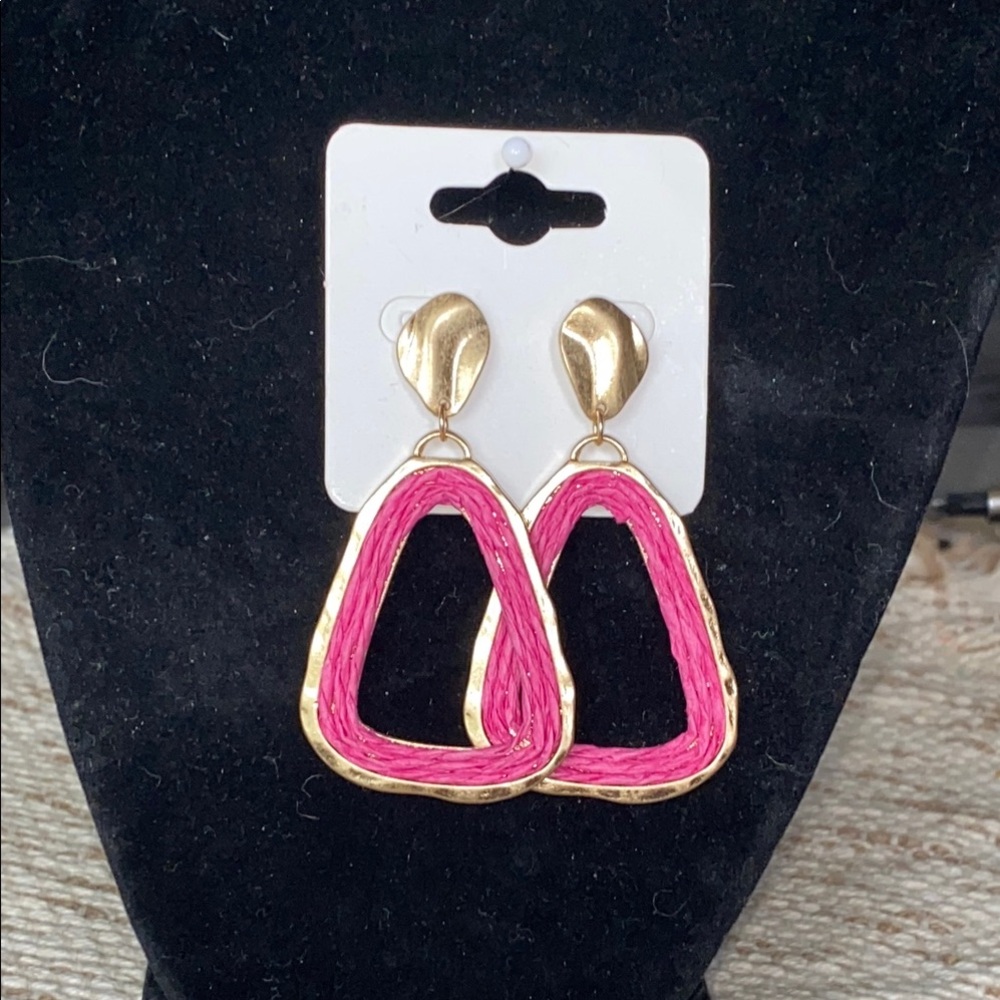 Elegant Gold and Pink Dangle Earrings